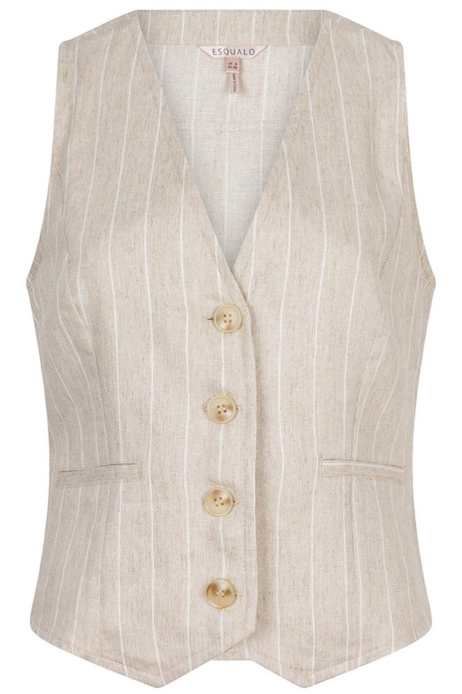 GILET LINEN STRIPE SP25 17006 180 sand